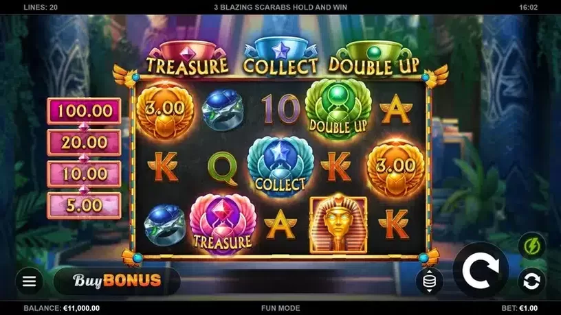 3 Blazing Scarabs Hold and Win slot screenshot 