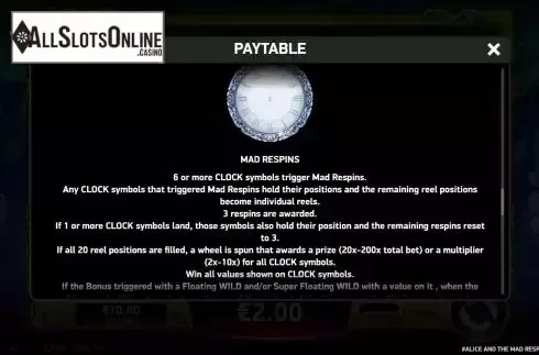 Respin feature screen
