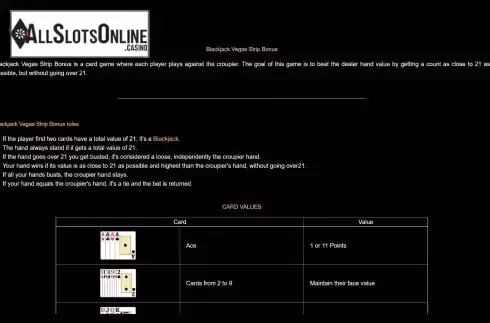 Game Rules screen