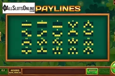 Paylines screen