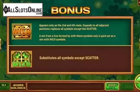 Bonus symbols screen