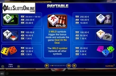 Symbols. Deal or No Deal The Dice Slot from GAMING1