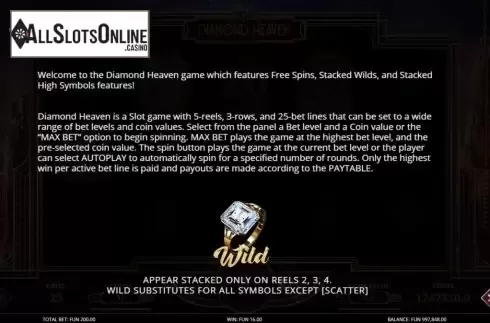 Info. Diamond Heaven from Leap Gaming