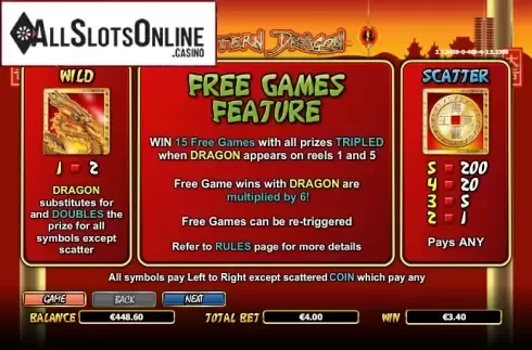 Paytable 1. Eastern Dragon from NextGen