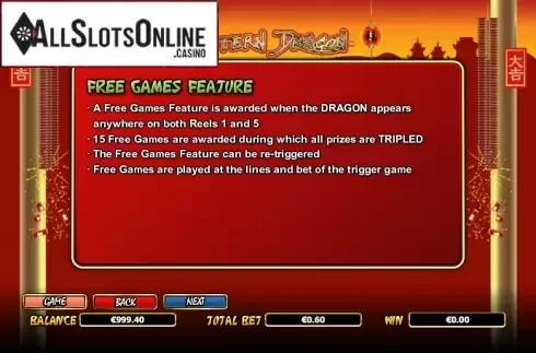 Paytable 3. Eastern Dragon from NextGen