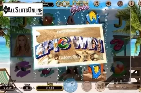 Epic Win screen. Golden Girls from Booming Games
