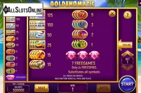 PayTable screen