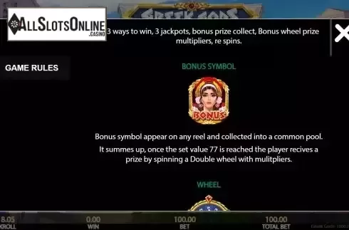 Bonus symbols screen