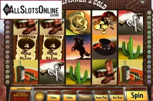 Game Workflow screen. Gunspinner's Gold from Saucify