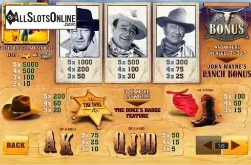 Screen2. John Wayne from Playtech