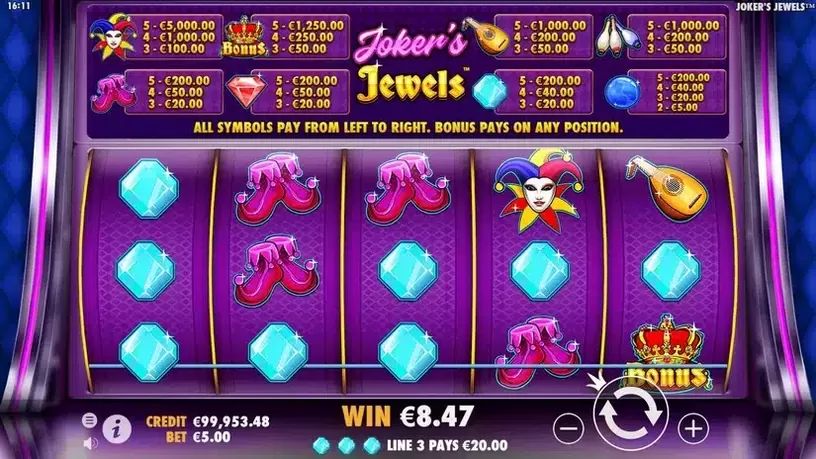 Joker's Jewels slot screenshot 2