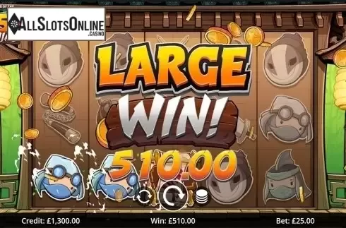 Large win screen. Legend of the 5 Ninjas from Eyecon