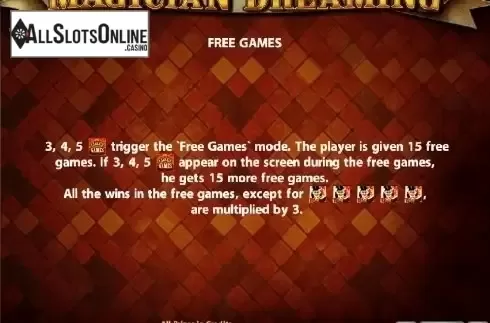 Paytable 1. Magician Dreaming from Casino Technology