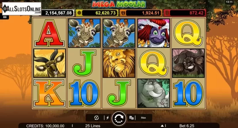 Reel Screen. Mega Moolah from Microgaming