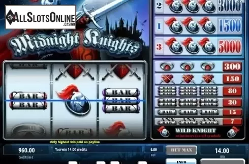 Wild Win screen. Midnight Knights from Tom Horn Gaming