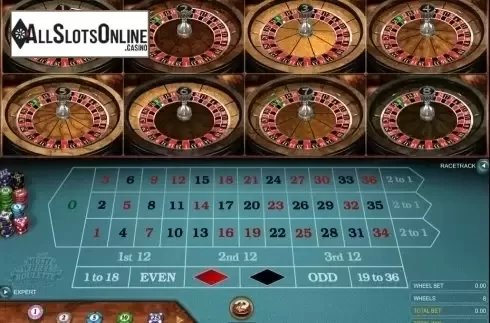 Game Screen. Multi Wheel Roulette Gold from Microgaming