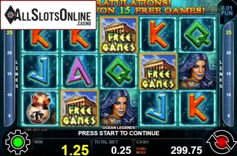 Win screen 1. Ocean Legends from Casino Technology