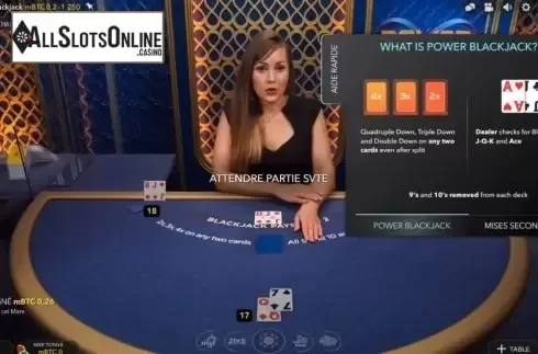 Game Screen. Power Blackjack from Evolution Gaming