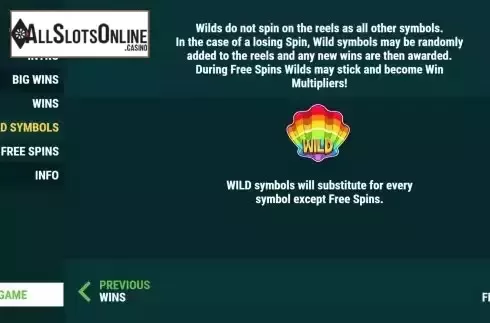 Wild feature screen