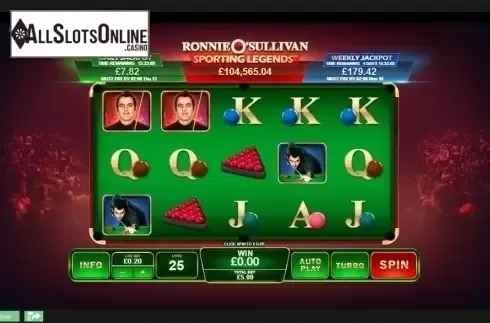 Game Workflow screen. Ronnie O'Sullivan: Sporting Legends from Playtech