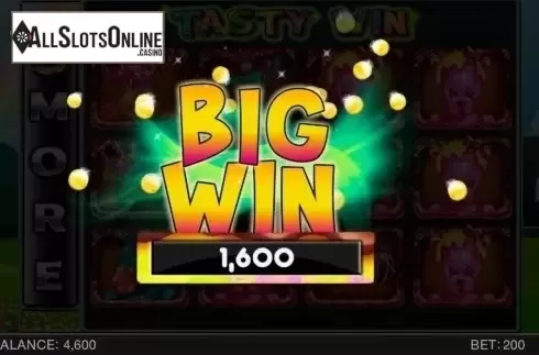 Big win screen. Tasty Win from Spinomenal