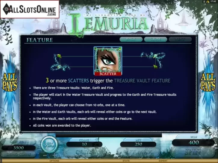 Paytable 3. The Forgotten Land of Lemuria from Microgaming