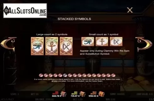 Stacked symbols. The Mummy 2018 from Fugaso