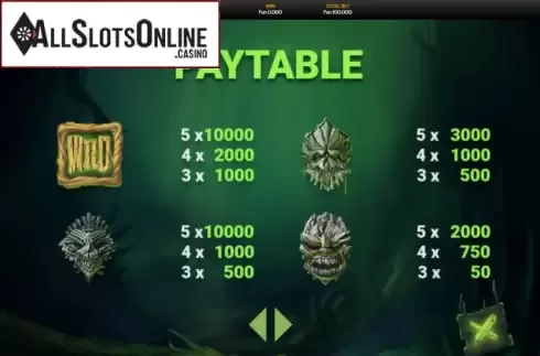 Paytable screen 1. Tiki Terror from OneTouch