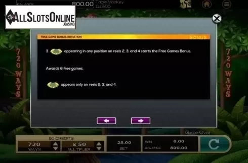 Paytable 1. Triple Monkey (Dragoon Soft) from Dragoon Soft