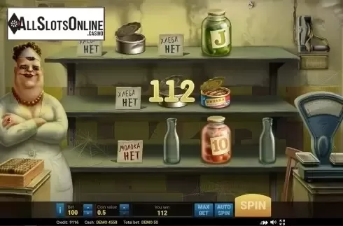 Hard mode win screen. USSR Grocery from Evoplay Entertainment
