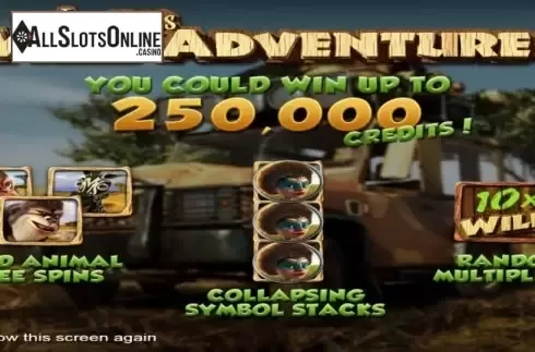 Start Screen. Van Pelts Wild Adventure from Nucleus Gaming