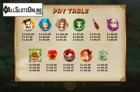 Paytable 3. White Snake Legend from KA Gaming