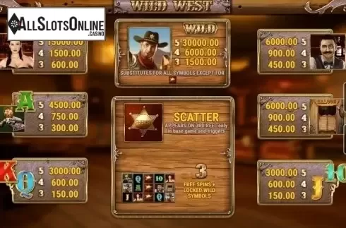 Paytable. Wild West (Fazi) from Fazi