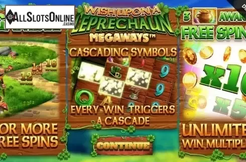 Start Screen. Wish Upon A Leprechaun Megaways from Blueprint