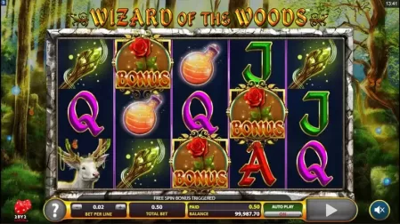 Wizard of the Woods slot screenshot 2