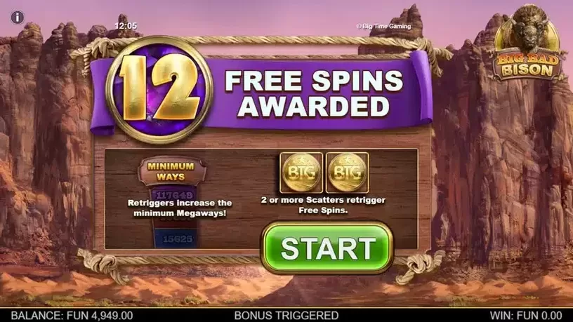 Big Bad Bison Megaways slot screenshot 2