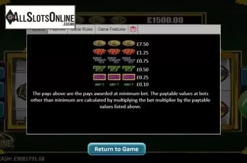 Paytable