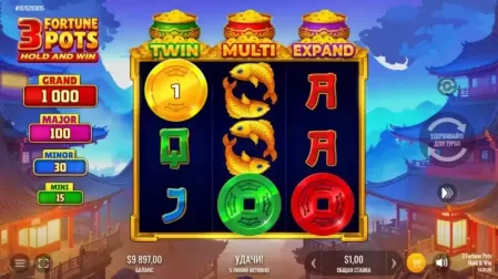 3 Fortune Pots Hold and Win slot screenshot 2