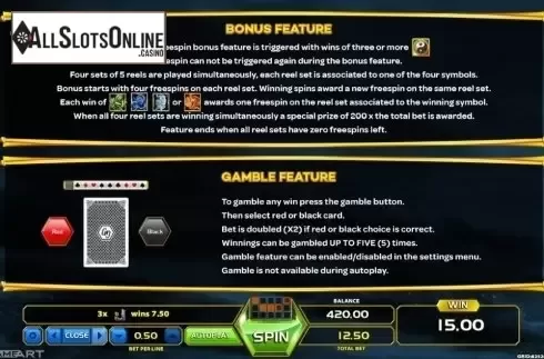 Paytable 2. 4 Symbols from GameArt
