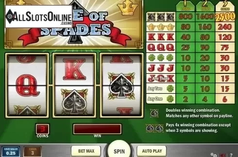 Game reels. Ace of Spades from Play'n Go