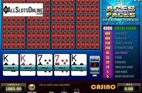 Game Screen 3. Aces & Faces Mega Poker from Tom Horn Gaming
