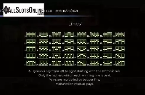 Paylines screen