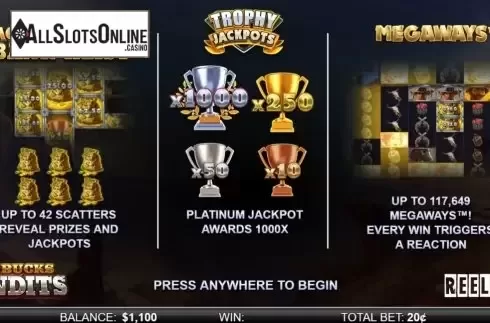 Start Screen. Big Bucks Bandits from Reel Play