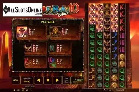 Paytable. Book Of Ra Deluxe 10 from Greentube