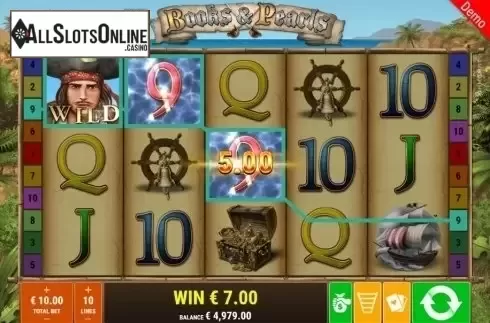 Win Screen. Books And Pearls from Gamomat