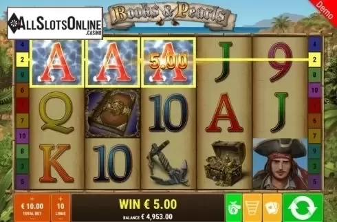 Win Screen. Books And Pearls from Gamomat