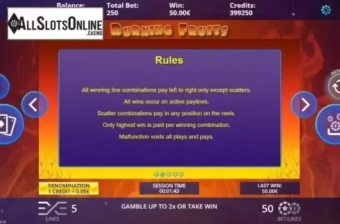 Rules. Burning Fruits from DLV