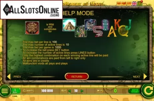 Paytable 3. Buy Bonus of Maya from Belatra Games