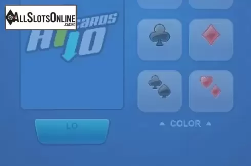 Game screen. Cards Hi Lo from PG Soft