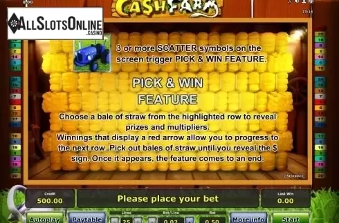 Paytable 2. Cash Farm from Greentube